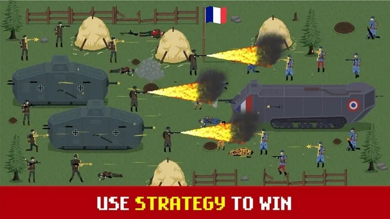 Trench Warfare gameplay on a mobile device.