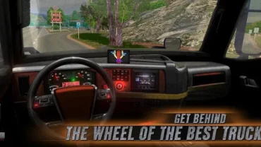 Truck cab interior in Truck Simulator USA.