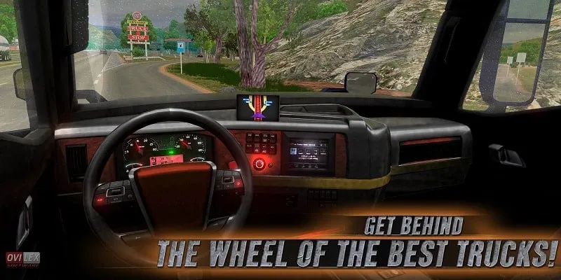 Truck cab interior in Truck Simulator USA.