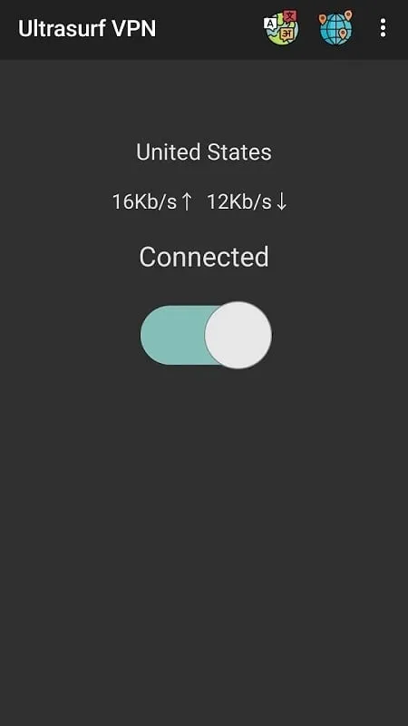 Ultrasurf VPN mod interface showing premium features