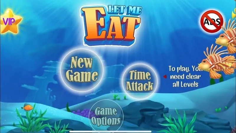 Underwater scene with various fish in Let Me Eat.