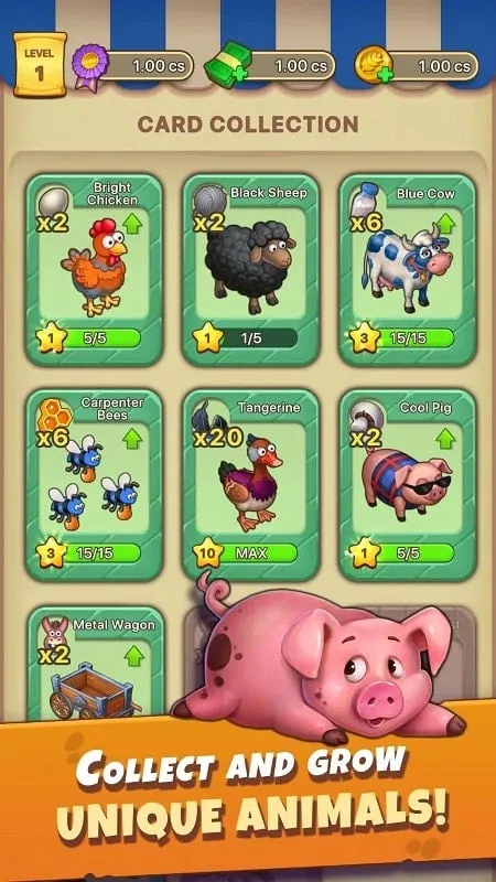 Unlocking different animal pens using unlimited money.