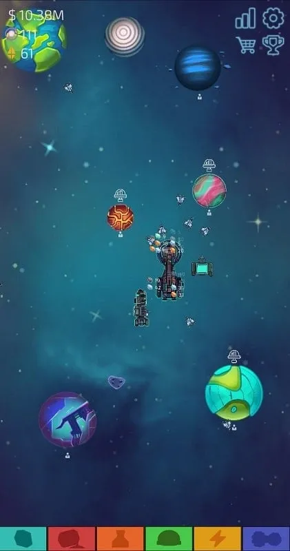 Unlocking premium features in Idle Planet Miner MOD APK.