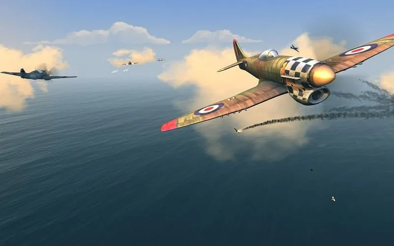 Upgrading aircraft using unlimited resources in Warplanes: WW2 Dogfight MOD APK.