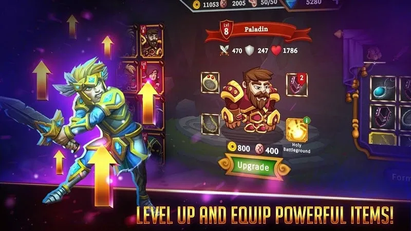 Upgrading heroes and utilizing in-game items.