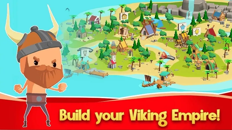 Upgrading structures in Idle Vikings Tycoon using the mod features.