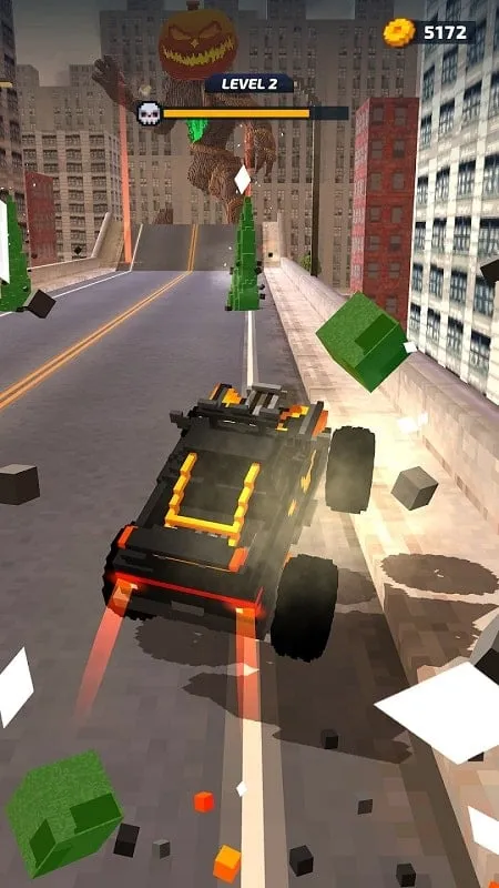 Upgrading the vehicle and weapons using the free rewards in Monster Demolition MOD APK.