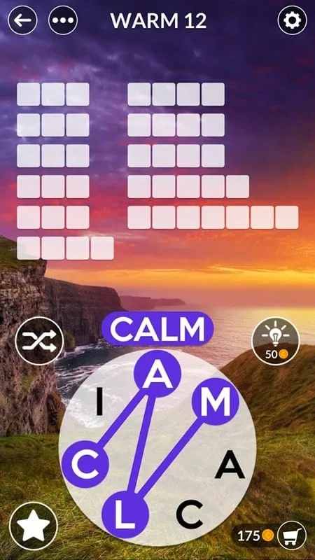 Usando dicas no jogo Wordscapes Uncrossed.