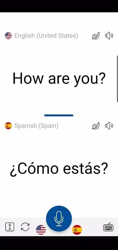 Using the bilingual conversation feature in Instant Voice Translate Mod