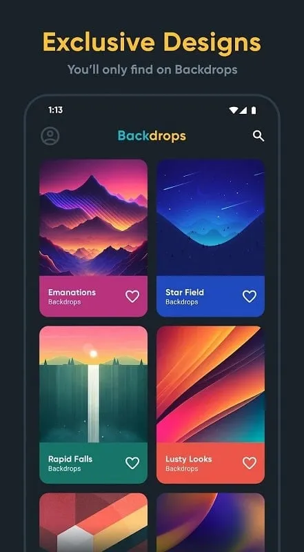 Using the search function in Backdrops MOD APK to find specific wallpapers