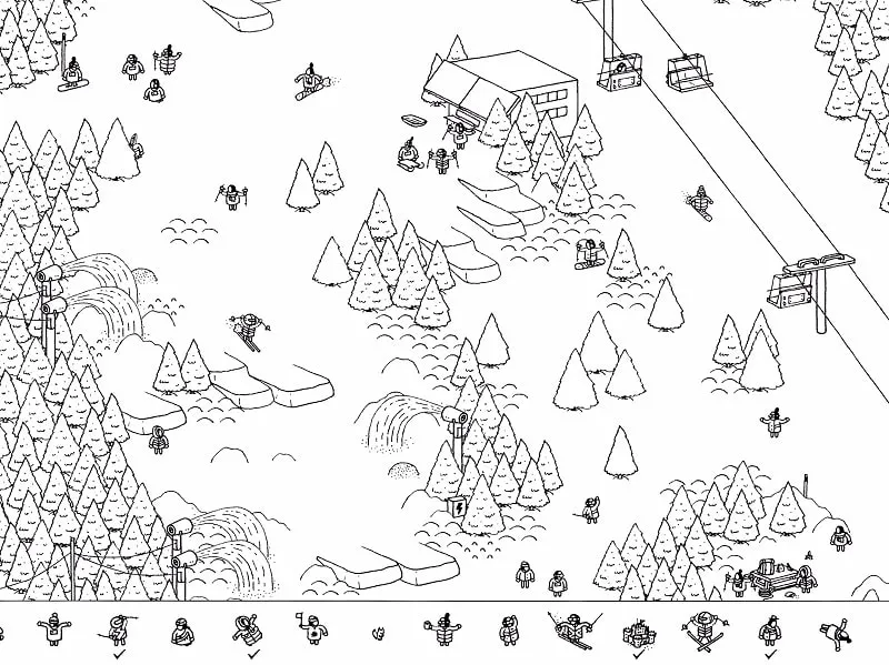 Using the unlimited hints feature in the Hidden Folks mod.