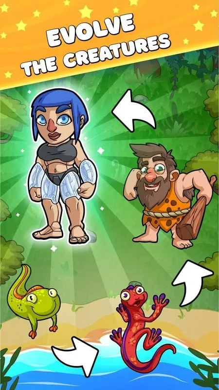 Usando o dinheiro infinito para comprar criaturas no World Evolution Clicker