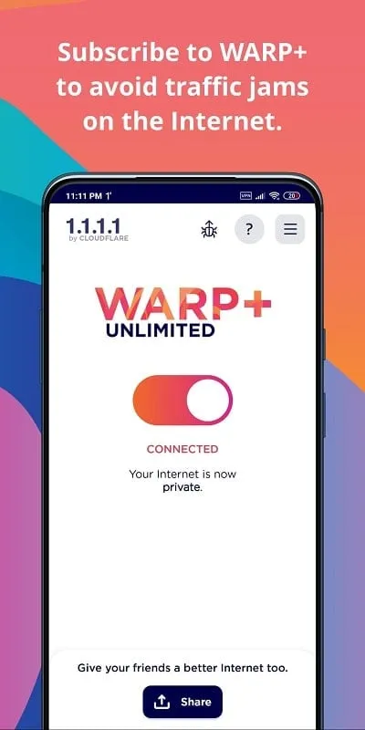 Menggunakan fitur WARP di 1.1.1.1 MOD