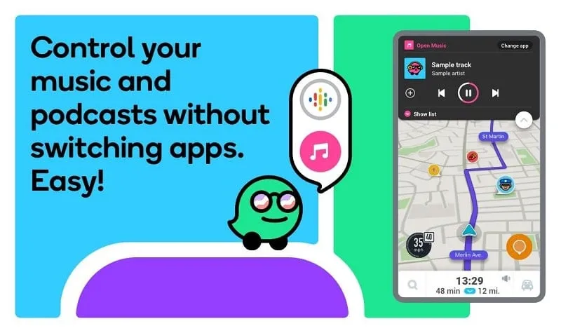 Menggunakan fitur Waze mod saat mengemudi