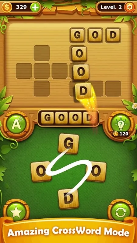 Utilizing the unlimited hint feature in the Word Find game.