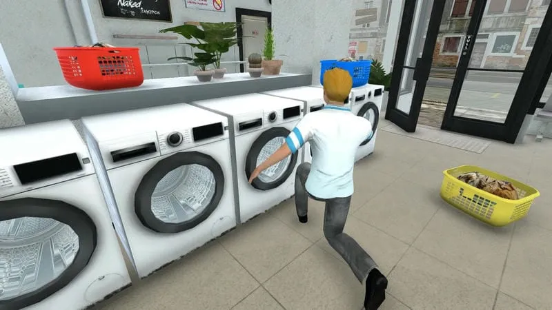 Utilizing the Unlimited Money mod in Laundry Store Simulator to purchase high-end equipment.