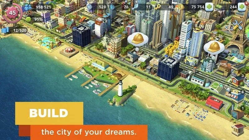 Utilizing unlimited resources to expand the city in SimCity BuildIt.