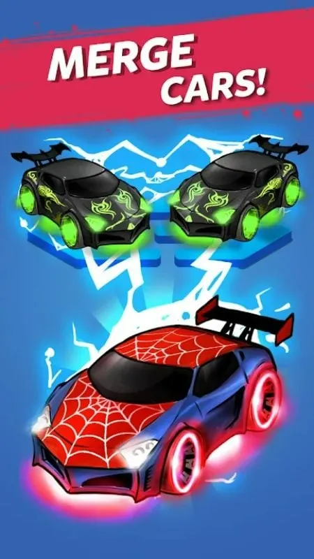 Various car models available in Merge Neon Car, showcasing the diversity of the in-game collection.