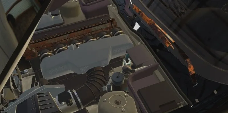 Various car parts and tools displayed in the CPM Garage game interface.