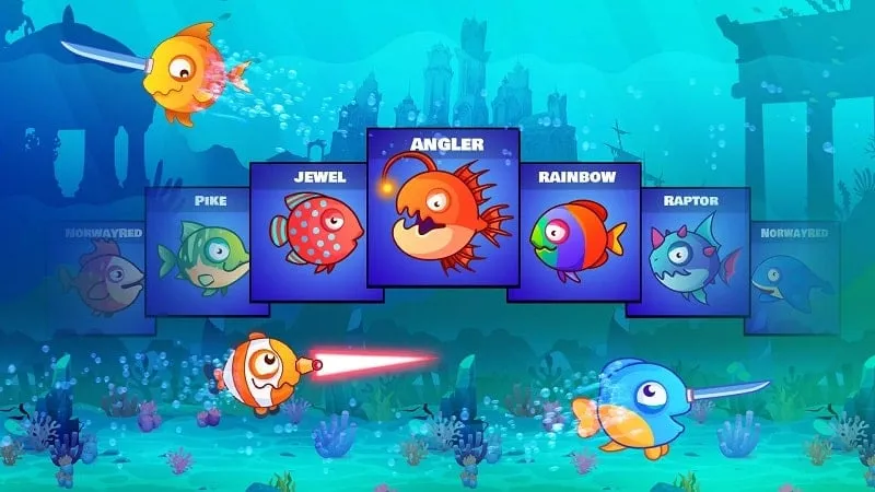 Various fish characters in Fish.IO.