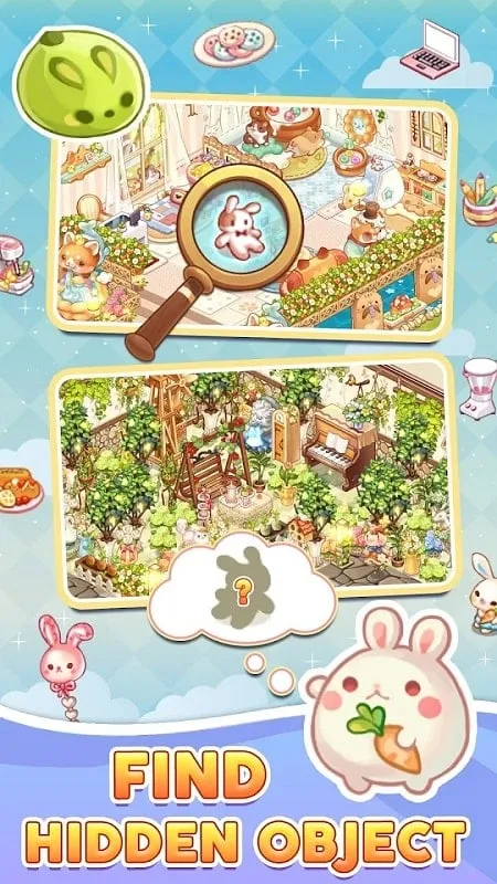 Various in-game items and furniture options available for room decoration in Kawaii Puzzle.