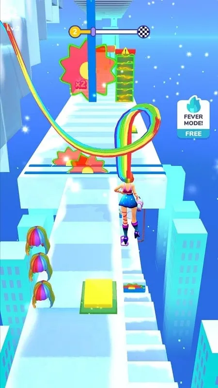 Various in-game obstacles and power-ups present in Hair Challenge.