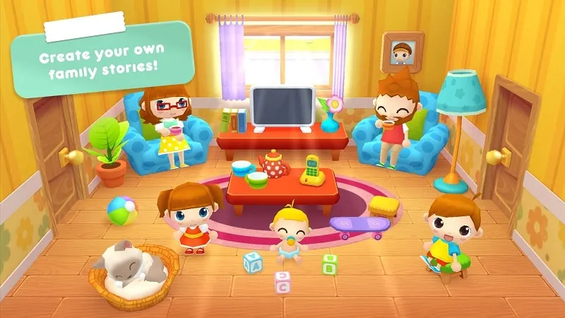 Various interactive elements within the Sweet Home Stories game environment.