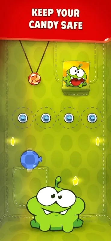 Various obstacles in the game Cut the Rope.