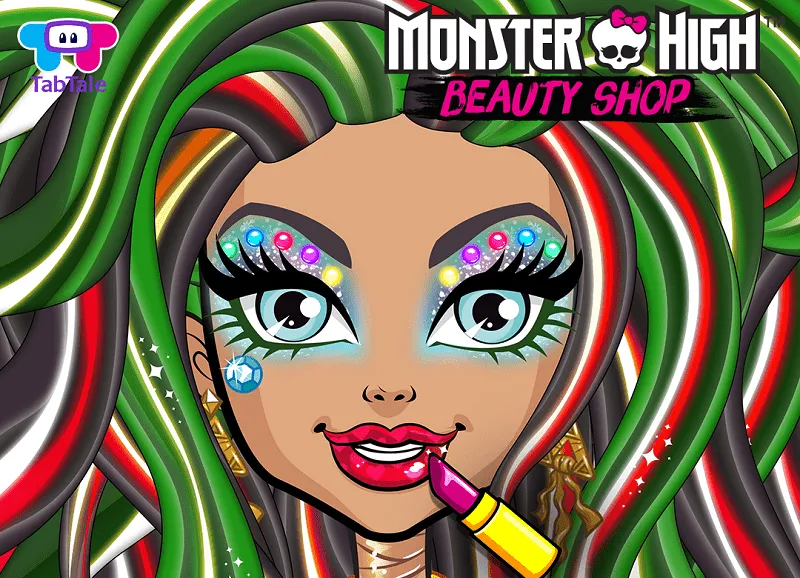 Various styling tools and accessories in Monster High Beauty Shop.