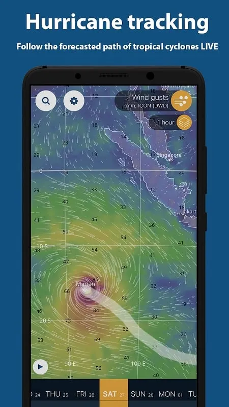 Ventusky mod showcasing detailed weather information