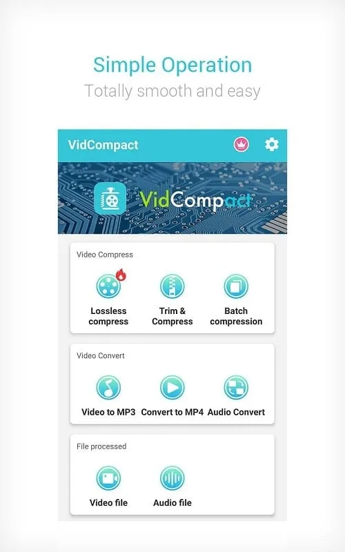 VidCompact mod interface showing premium features