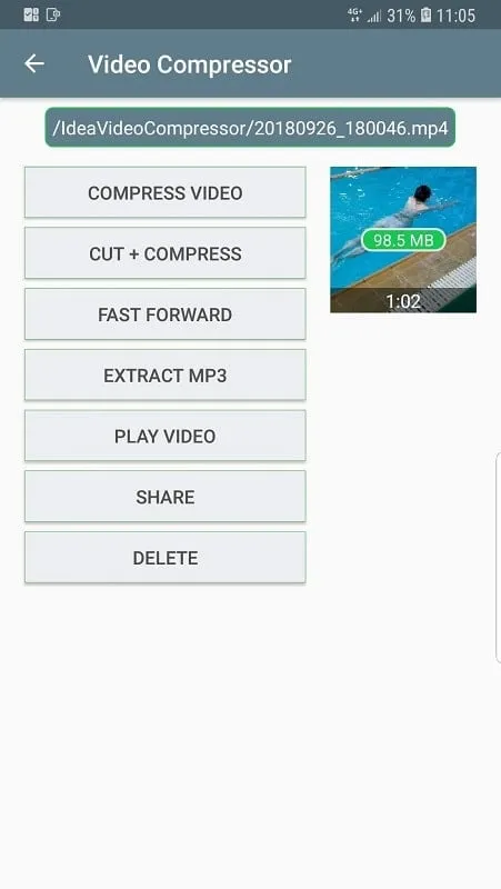 Video Compressor MOD APK interface with editing tools