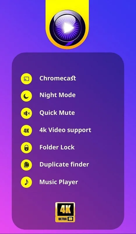 Video Player All Format mod interface showing premium features