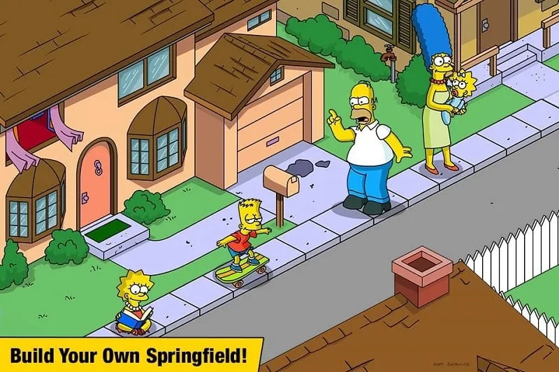 Viewing Springfield after utilizing the Free Shopping mod for building upgrades.