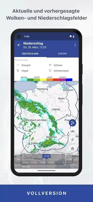 WarnWetter interface demonstrating the use of video and maps for weather analysis