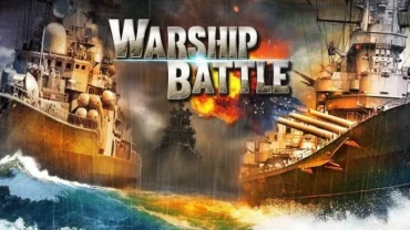 Warship Battle main screen showcasing intense naval combat.