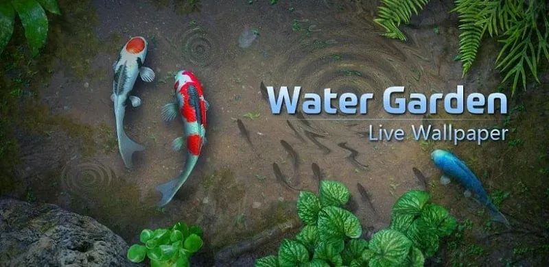 Tampilan antarmuka Water Garden Live Wallpaper Mod dengan fitur premium