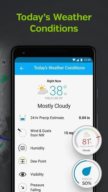 Weather Underground mod interface showing premium features