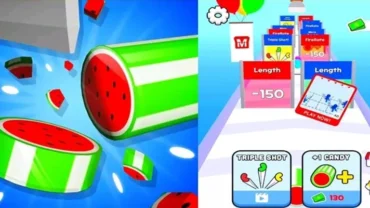 Welcome screen of Candy Shop Master, showcasing the vibrant graphics and candy-themed elements.