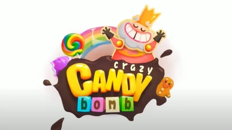 Welcome screen of the Crazy Candy Bomb mobile game.