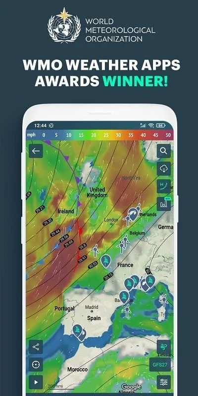 Windy.app mod interface showing premium features