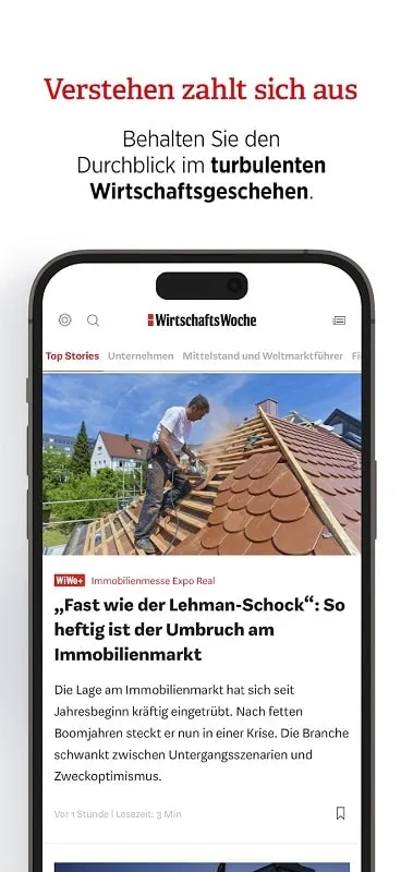 WirtschaftsWoche mod app features overview