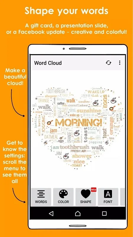 Word Cloud mod interface showing premium features