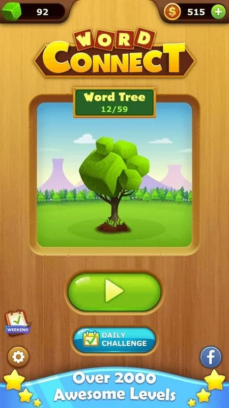 Giao diện game Word Connect với các chữ cái được nối với nhau tạo thành một từ.