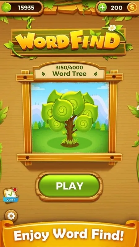 Captura de pantalla del juego Word Find para Android.