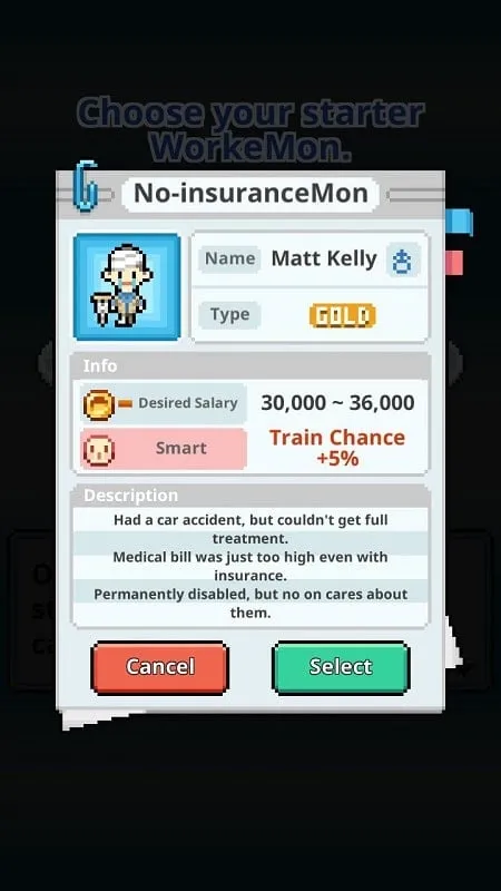 WorkeMon in-game screenshot showcasing employee interactions.