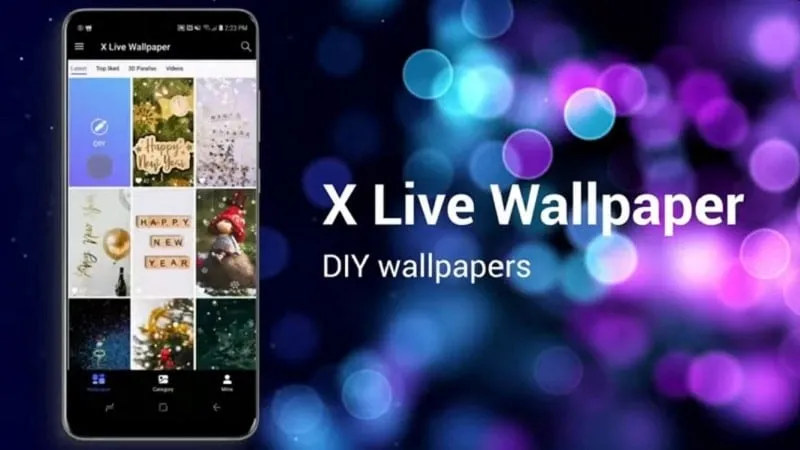 X Live Wallpaper mod interface showing premium features